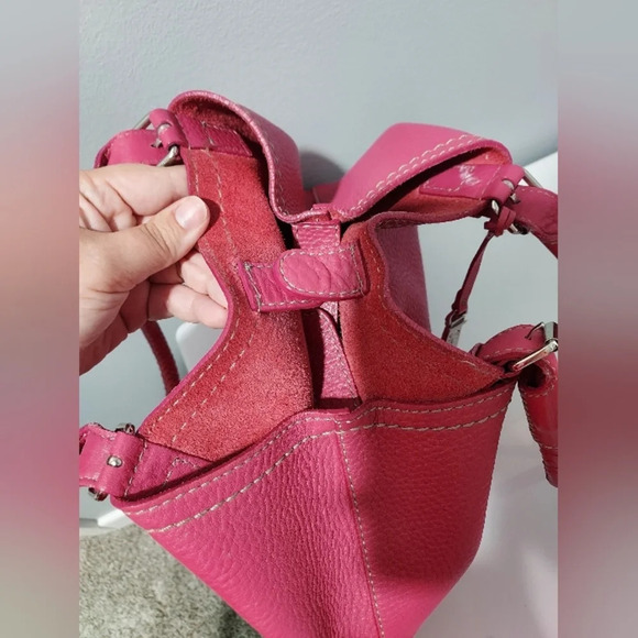 Cole Hann Raleigh Raspberry Pink Soft Pebbled Leather Shoulder Bag - Picture 10 of 13